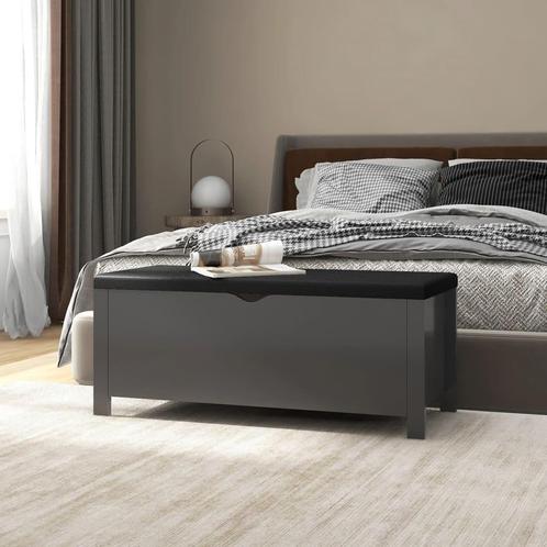 vidaXL Opbergbox met kussen 105x40x45 cm bewerkt hout grijs, Huis en Inrichting, Kasten | Overige, Nieuw, Verzenden