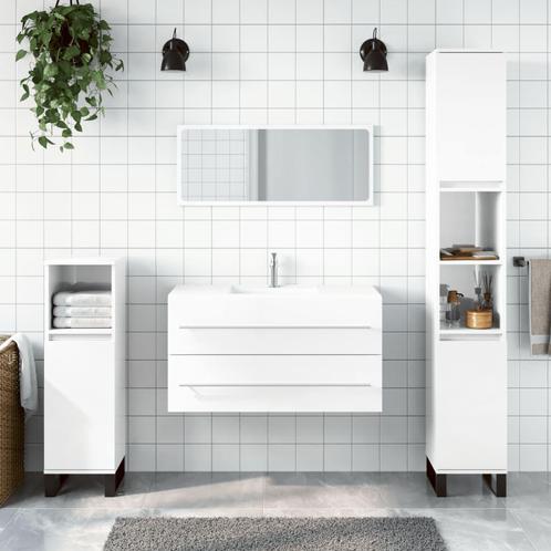 vidaXL Badkamerkast met spiegel bewerkt hout hoogglans wit, Maison & Meubles, Salle de bain | Meubles de Salle de bain, Envoi