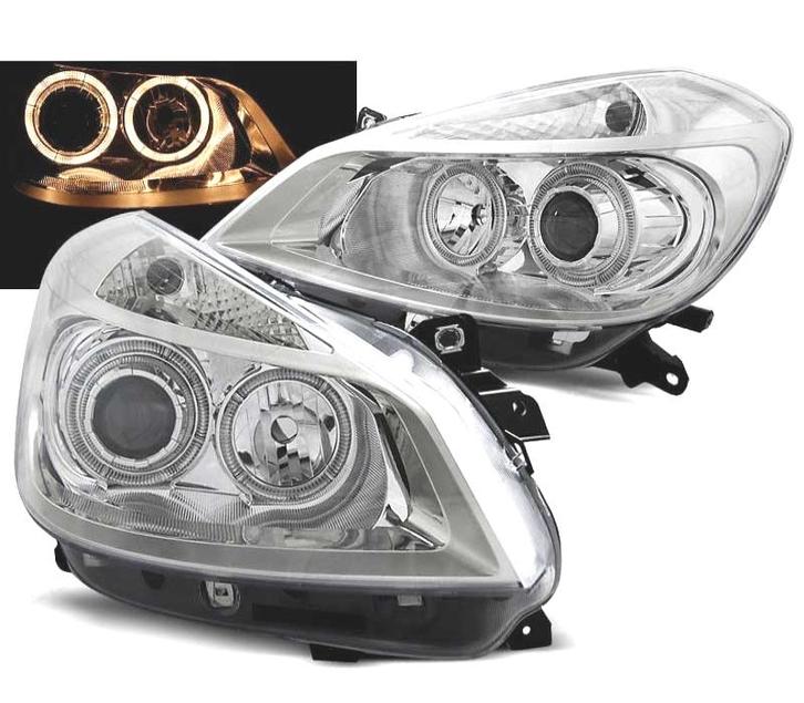 PHARES POUR RENAULT CLIO 3 05-09 ANGEL EYES CHROMÉ, Auto-onderdelen, Verlichting, Verzenden