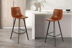 Barstoel Ozan PU Cognac Poten metaal en bekleding PU vintage, Huis en Inrichting, Ophalen of Verzenden, Nieuw, Stof, Modern