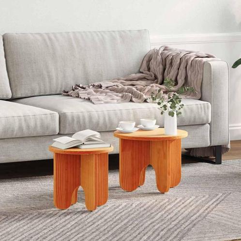 vidaXL Salontafel 2 pcs Wasbruin 39.5 x 39.5 x 30 cm, Huis en Inrichting, Tafels | Salontafels, Nieuw, Verzenden
