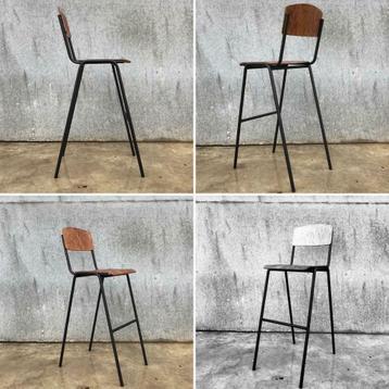 New vintage – Iso wood – barkrukken/tabourets – zwart, Ophalen of Verzenden, Meubilair