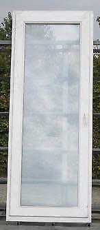 pvc terrasraam , raam , chassis 89 x 227 wit / teak, Kunststof, Deurkozijn, Nieuw, Inclusief glas