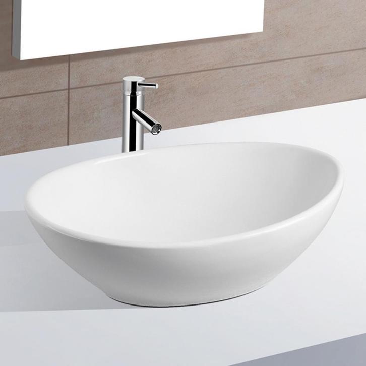 Waskom BWS Opbouw Keramiek Ovaal 40.5x33x14.5 cm Wit, Doe-het-zelf en Bouw, Sanitair, Overige typen, Nieuw, Ophalen of Verzenden