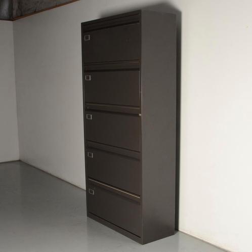 Officenow kleppenkast, antraciet, 207 x 100 cm, 5 kleppen, Huis en Inrichting, Kasten | Roldeurkasten en Archiefkasten, Gebruikt