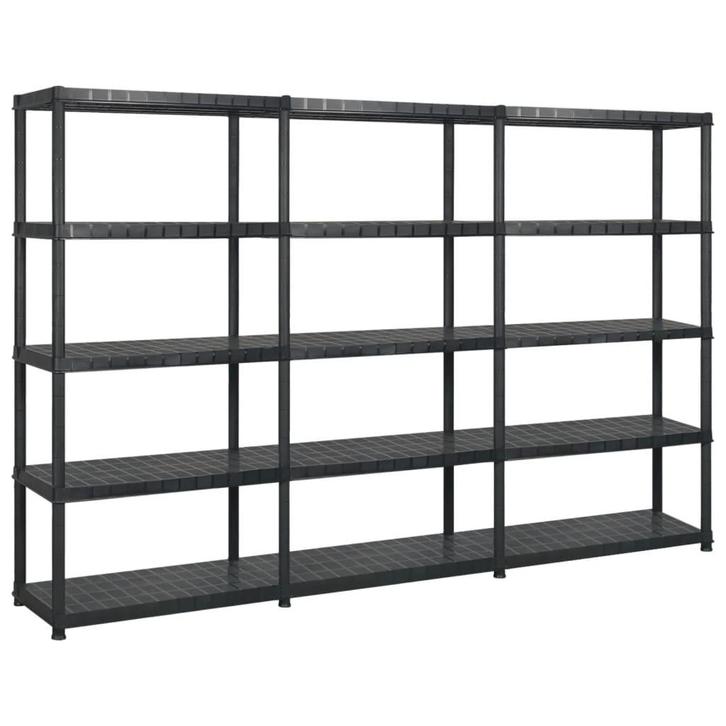 vidaXL Opbergrek 5-laags 255x40x185 cm kunststof zwart, Huis en Inrichting, Kasten | Stellingkasten, Nieuw, Verzenden