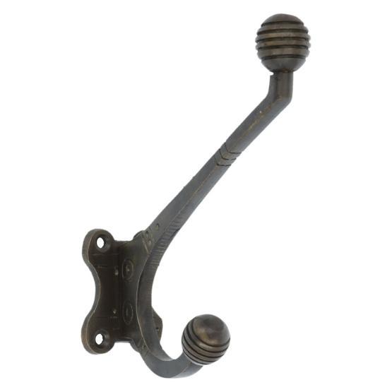 Hoed en jashaak met bolletje, bewerkt, messing antiek, Maison & Meubles, Accessoires pour la Maison | Portemanteaux