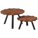 Salontafel Set - OP = OP - Massief Hout & IJzer, Huis en Inrichting, Tafels | Salontafels, Minder dan 50 cm, Verzenden, Rond, Minder dan 50 cm