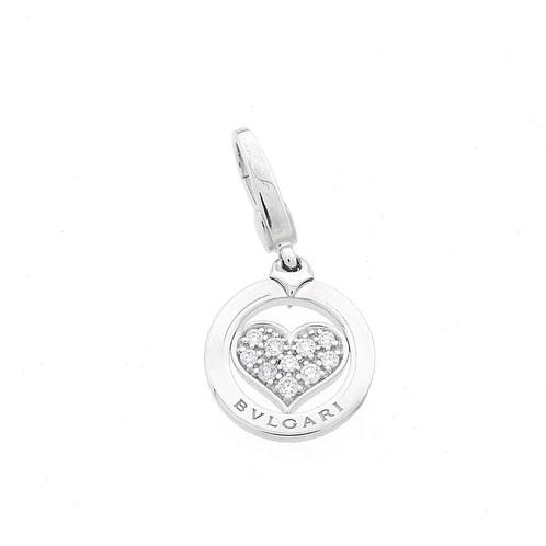 Witgouden Tondo Heart hanger met diamant; 0,10 ct. | Bv..., Handtassen en Accessoires, Bedels, Gebruikt, Overige merken, Goud