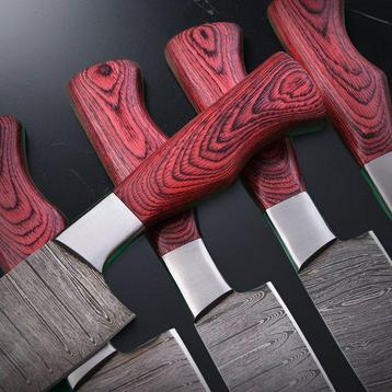 Keukenmes - Chefs knife - Handgemaakt gevouwen staal,