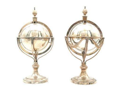 globe inkstand - Encrier (2) - Métal argenté, Antiek en Kunst, Antiek | Overige Antiek