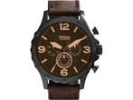 Fossil Nate JR1487 - Herenhorloge 50 mm - Lederen band -, Verzenden, Nieuw