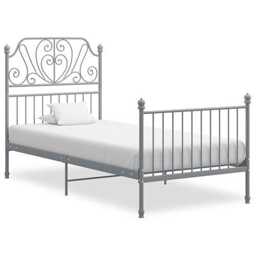vidaXL Bedframe metaal grijs 90x200 cm, Huis en Inrichting, Slaapkamer | Bedden, Nieuw, Verzenden