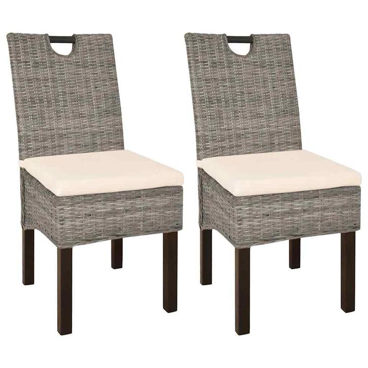 vidaXL Eetkamerstoel Kubu 2 stuks rattan mangohout, Huis en Inrichting, Stoelen, Nieuw, Verzenden