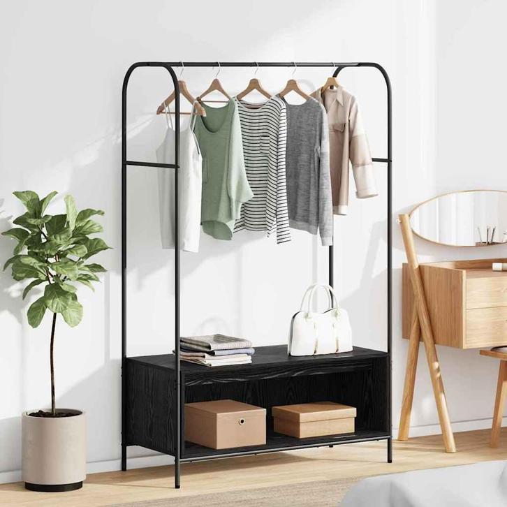 vidaXL Kledingrek met opslag Zwart 100 x 44 x 160 cm Bewerkt, Huis en Inrichting, Kasten | Kleerkasten, Nieuw, Verzenden