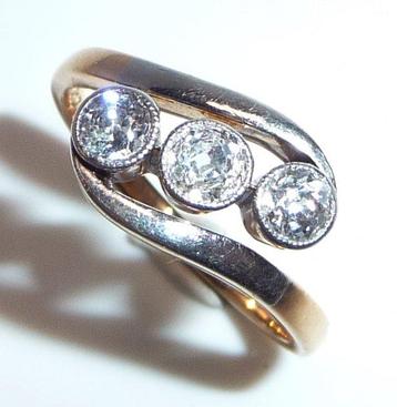 Bague - 14 carats Or jaune, Platine - 0.54ct. tw. Diamant