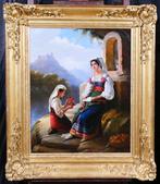 Edouard Pingret (1785-1869) - Italy, women in a landscape;, Antiek en Kunst, Kunst | Schilderijen | Klassiek