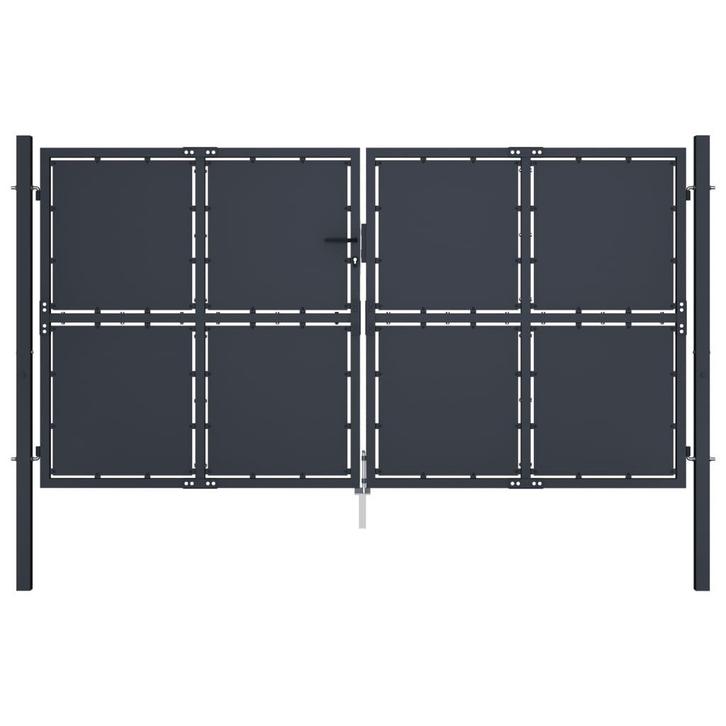vidaXL Tuinpoort staal 300x150 cm antraciet, Tuin en Terras, Tuinpoorten, Nieuw, Verzenden