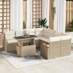 vidaXL 9-delige ligzetel set met kussens Beige Poly Rattan, Tuin en Terras, Verzenden, Nieuw