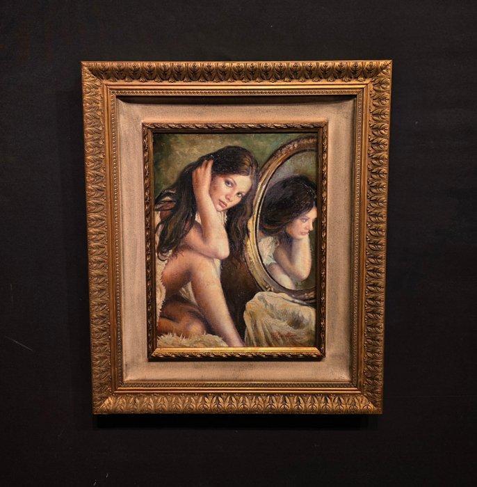 Italiaanse school (XX) - Donna riflessa, Antiek en Kunst, Kunst | Schilderijen | Klassiek