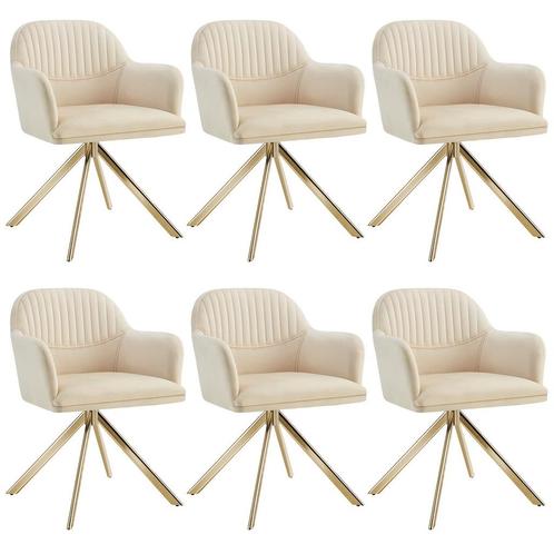 tectake Lona fluwelen draaistoel met dikke vulling - creme/g, Huis en Inrichting, Stoelen, Verzenden