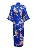 KIMU® Kimono Konings Blauw Maxi L-XL Yukata Satijn Lang Lang, Kleding | Dames, Nieuw, Ophalen of Verzenden