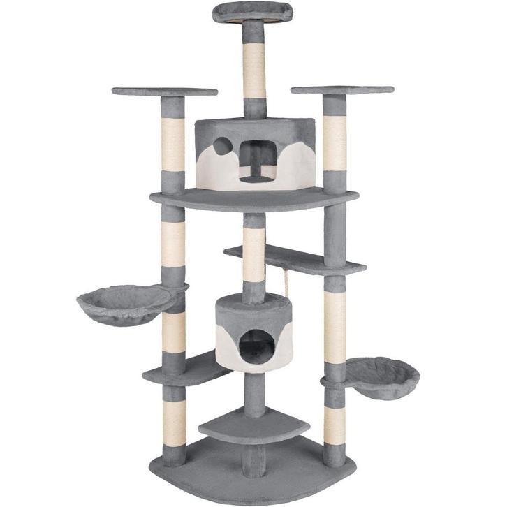 tectake Krabpaal Nelly 204cm - grijs/wit, Dieren en Toebehoren, Katten-accessoires, Verzenden