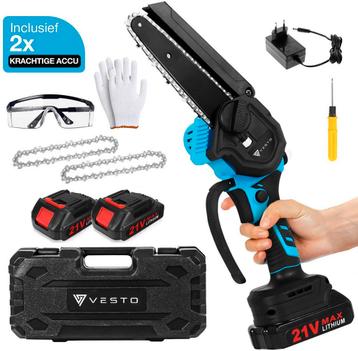 Vesto® Mini kettingzaag – Draadloos Inclusief 2 Led-Accus – beschikbaar voor biedingen