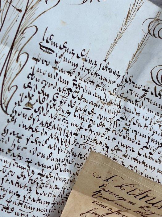 Reliekhouder - Papier - 1700-1750 - Pauselijke bul van de, Antiek en Kunst, Kunst | Niet-Westerse kunst