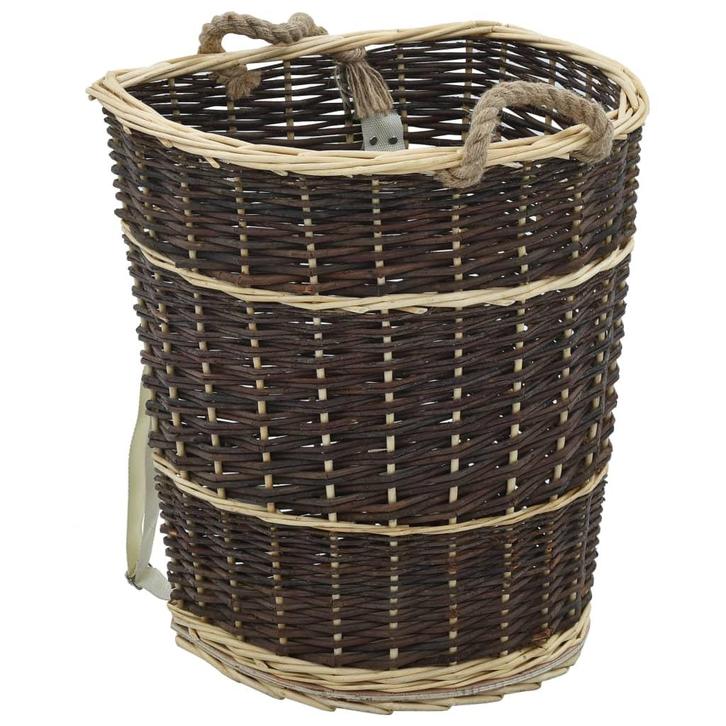 vidaXL Houtmand met draagriemen 44,5x37x50 cm natuurlijk, Tuin en Terras, Brandhout, Verzenden