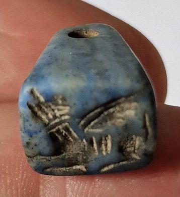 Oud-Aziatisch Lapis Lazuli XS gevleugelde paardzegel kraal