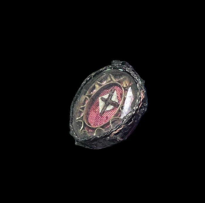 Reliquaire - Argent, Cristal de roche, Textile, Verre -, Antiek en Kunst, Kunst | Niet-Westerse kunst