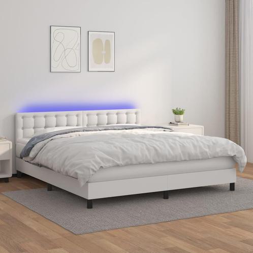 vidaXL Boxspring met matras en LED kunstleer wit 180x200 cm, Huis en Inrichting, Slaapkamer | Bedden, Nieuw, Verzenden