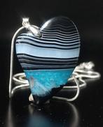 Très beau pendentif en agate bandée, collier en argent 925,, Collections