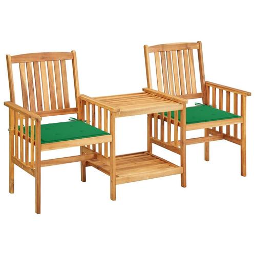 vidaXL Tuinstoelen met tafeltje en kussens massief, Tuin en Terras, Tuinsets en Loungesets, Nieuw, Verzenden