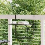 vidaXL Balkontafel 60x40 cm staal zwart, Tuin en Terras, Verzenden, Nieuw