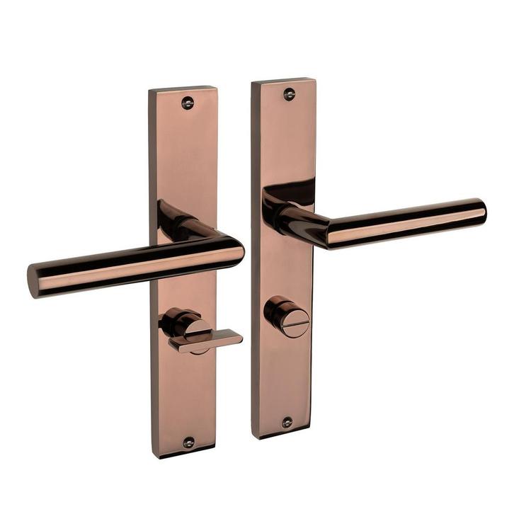 Lusso geveerd op schild wc 63/8 PVD glanzend brons - deur..., Doe-het-zelf en Bouw, Hang- en Sluitwerk, Klink of Kruk, Nieuw, Overige materialen