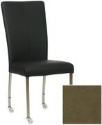 Set van 4 leren eetkamerstoelen met wieltjes - Vintage Leer, Huis en Inrichting, Overige kleuren, Nieuw, Leer, Ophalen of Verzenden