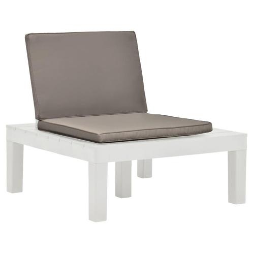 vidaXL Loungestoel met kussen kunststof wit, Tuin en Terras, Tuinstoelen, Nieuw, Verzenden