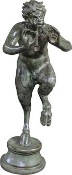 sculptuur, Pan con pifferi - 71 cm - Brons