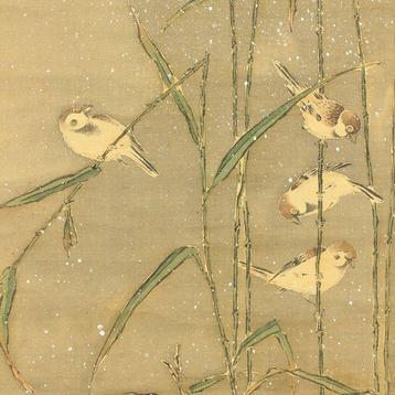 Seven Sparrows and Bamboo in Snow - Adachi Hansen