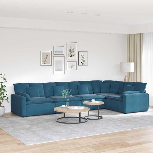 vidaXL Modulaire bank met kussens fluweel blauw, Huis en Inrichting, Zetels | Zetels, Nieuw, Verzenden
