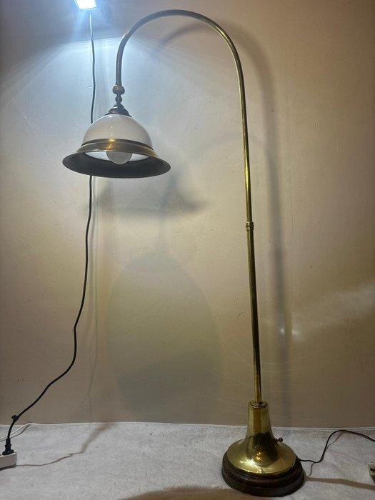 Lamp - Hout, Messing - Vintage Messing Vloerlamp, Antiek en Kunst, Curiosa en Brocante