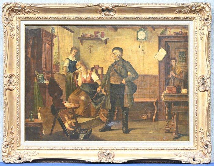 European school (XIX) - Scène d’atelier – Le maître et la, Antiquités & Art, Art | Peinture | Classique