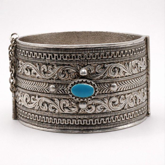 Turquoise - Zilver - Armband, Antiquités & Art, Art | Art non-occidental