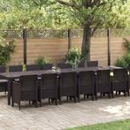 vidaXL Tuin Eettafel Set 15 pcs Bruin Polt riet, Tuin en Terras, Verzenden, Nieuw