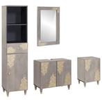 vidaXL Badkamerkast set met lade 4 pcs Grijs Massief Mango, Verzenden, Nieuw