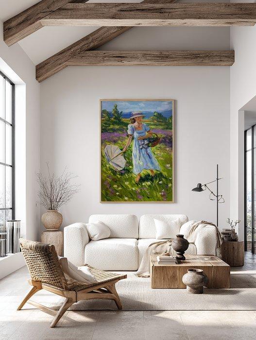 E. García - RECOGIENDO FLORES XL (NO RESERVE), Antiek en Kunst, Kunst | Schilderijen | Modern