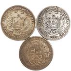 Peru, Venezuela. 3 Silver Standard Circulation Coins (2x 5, Postzegels en Munten