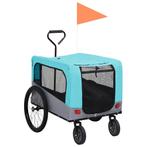 vidaXL Fietstrailer en hondenwagen 2-in-1 blauw en grijs, Dieren en Toebehoren, Verzenden, Nieuw